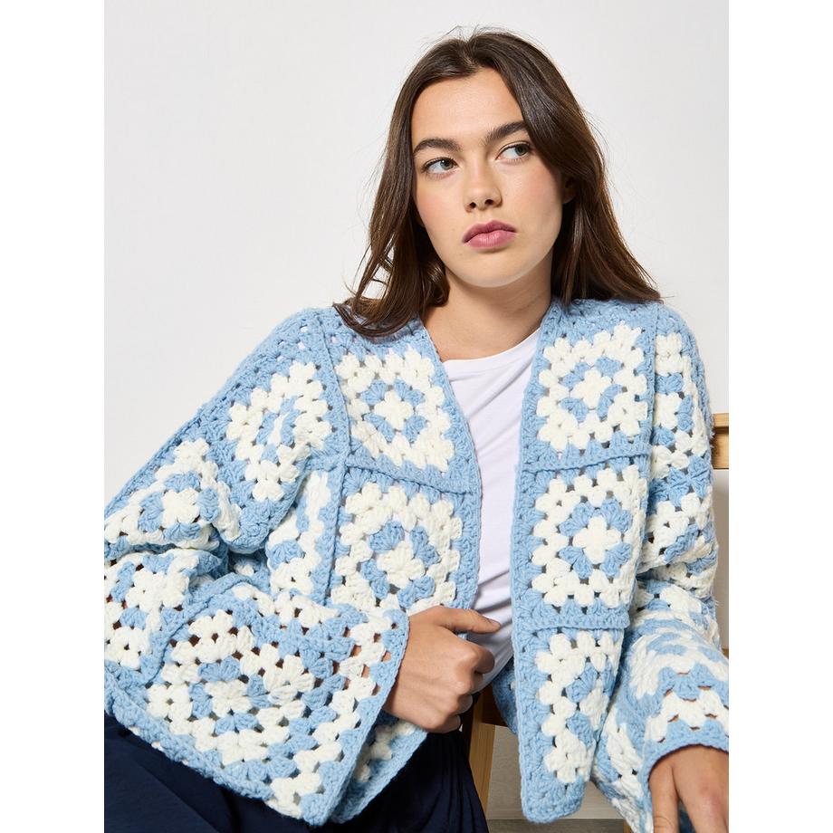 APRICOT Cardigan Quadrati all'Uncinetto Lavorato a Mano  