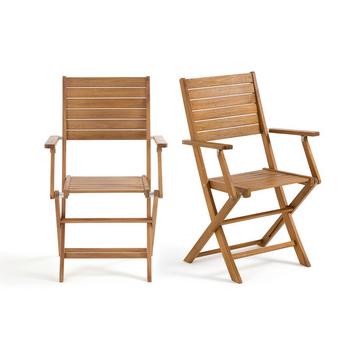 Lot de 2 fauteuils de jardin en acacia