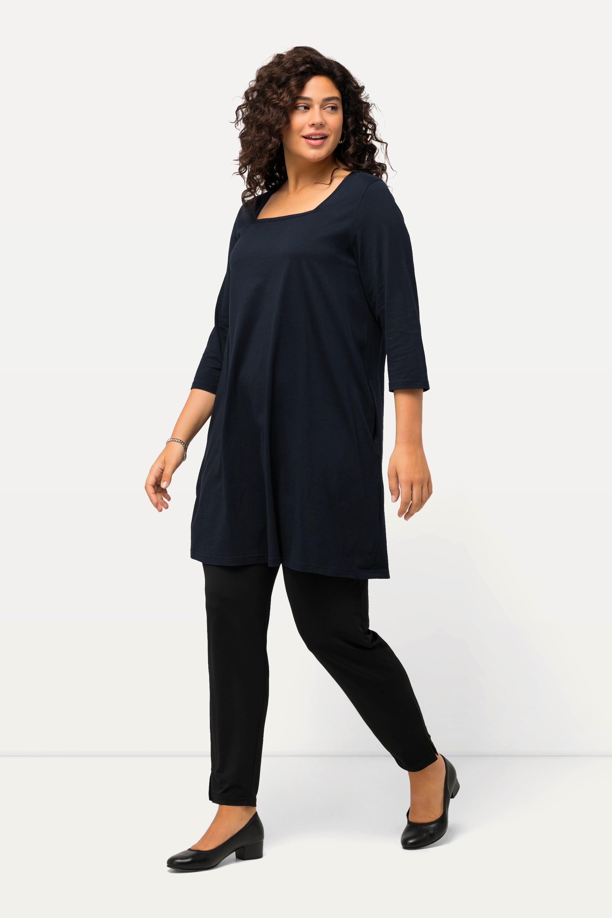 Ulla Popken  Longshirt, A-Linie, Carree-Ausschnitt, 3/4-Arm 