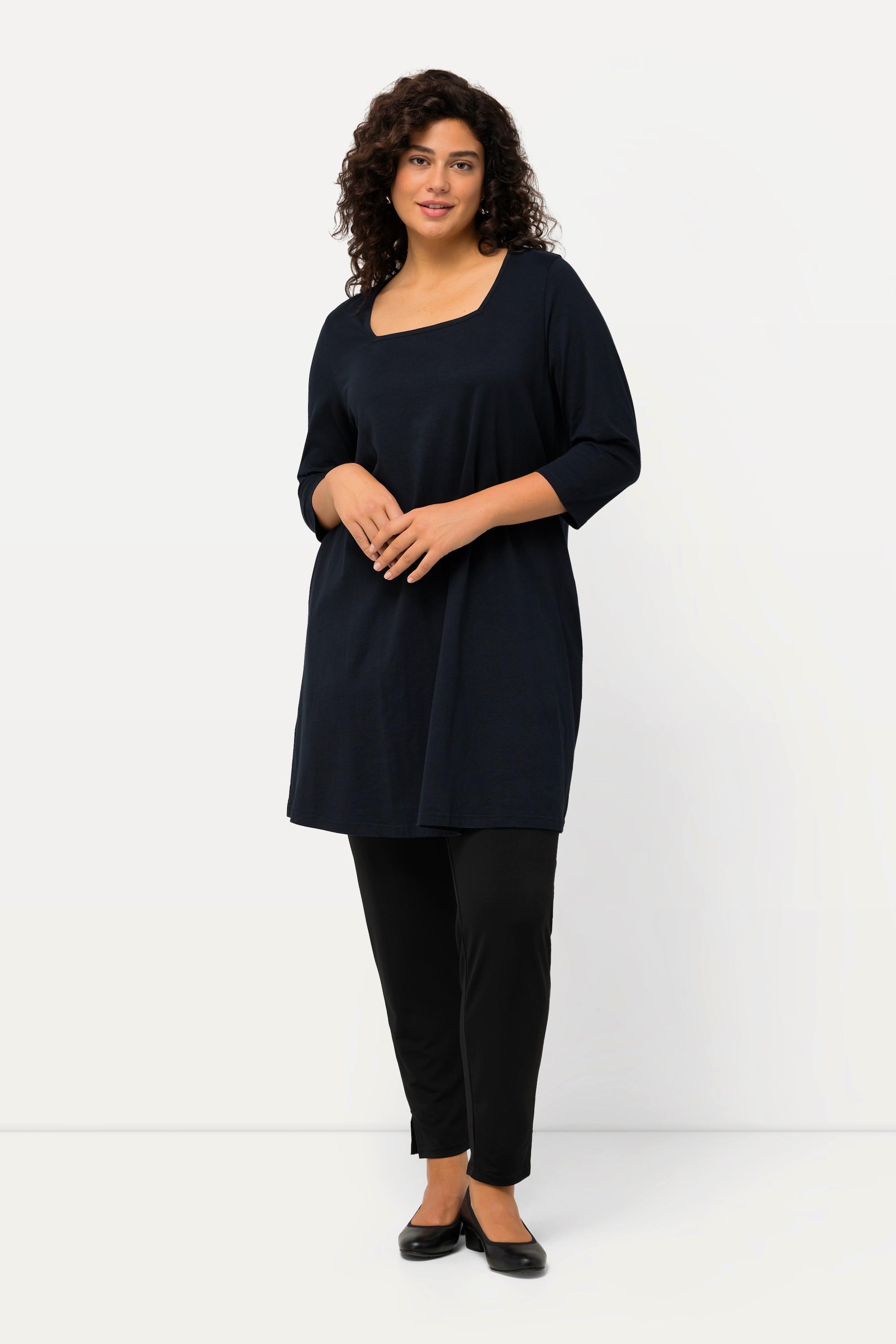 Ulla Popken  Longshirt, A-Linie, Carree-Ausschnitt, 3/4-Arm 