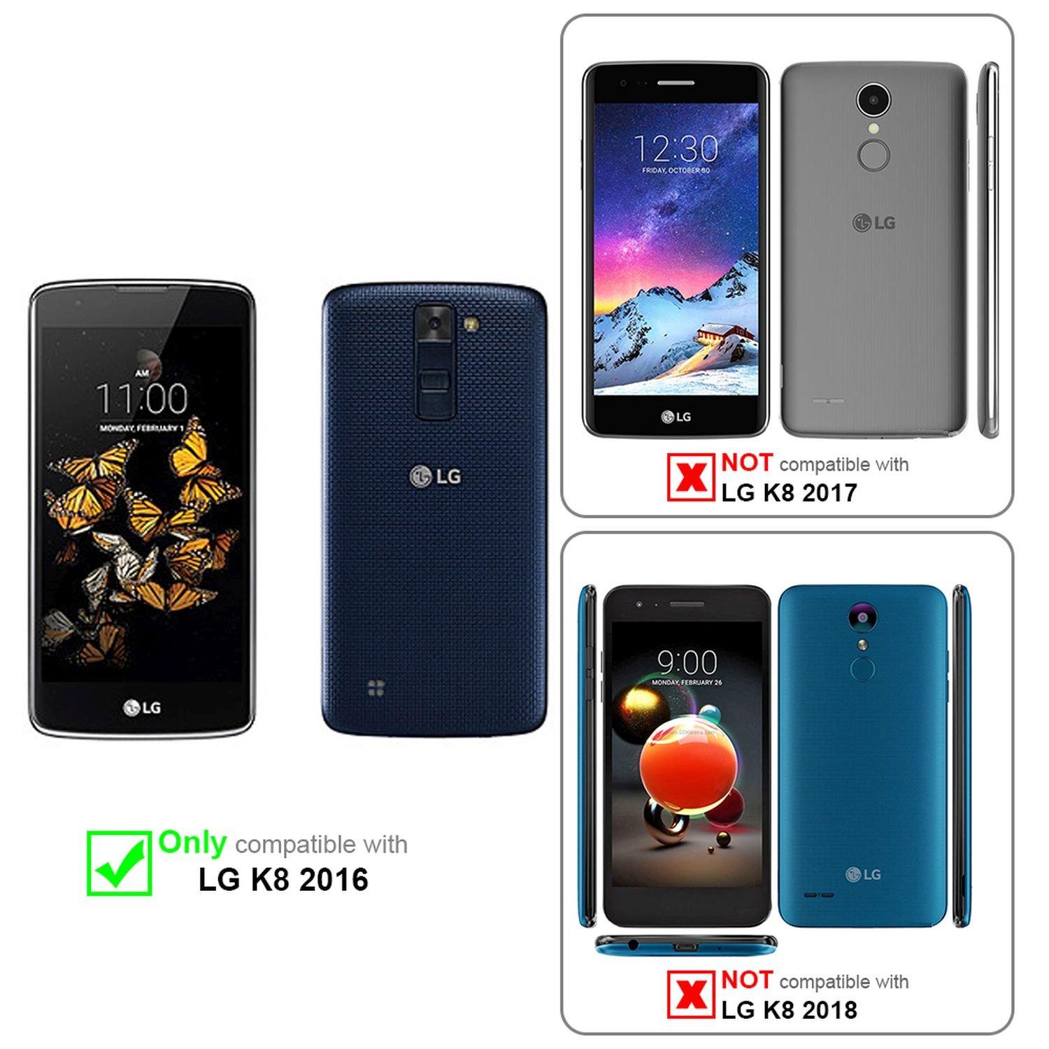 Cadorabo  Cadorabo Hülle kompatibel mit LG K8 2016 - Schutzhülle mit Magnetverschluss und 3 Kartenfächern 