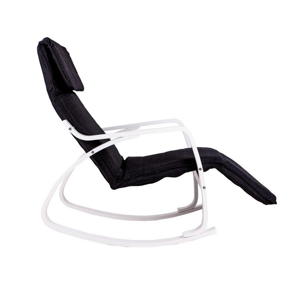 Northio Schaukelstuhl mit verstellbarer Fußstütze in Weiß und Schwarz  