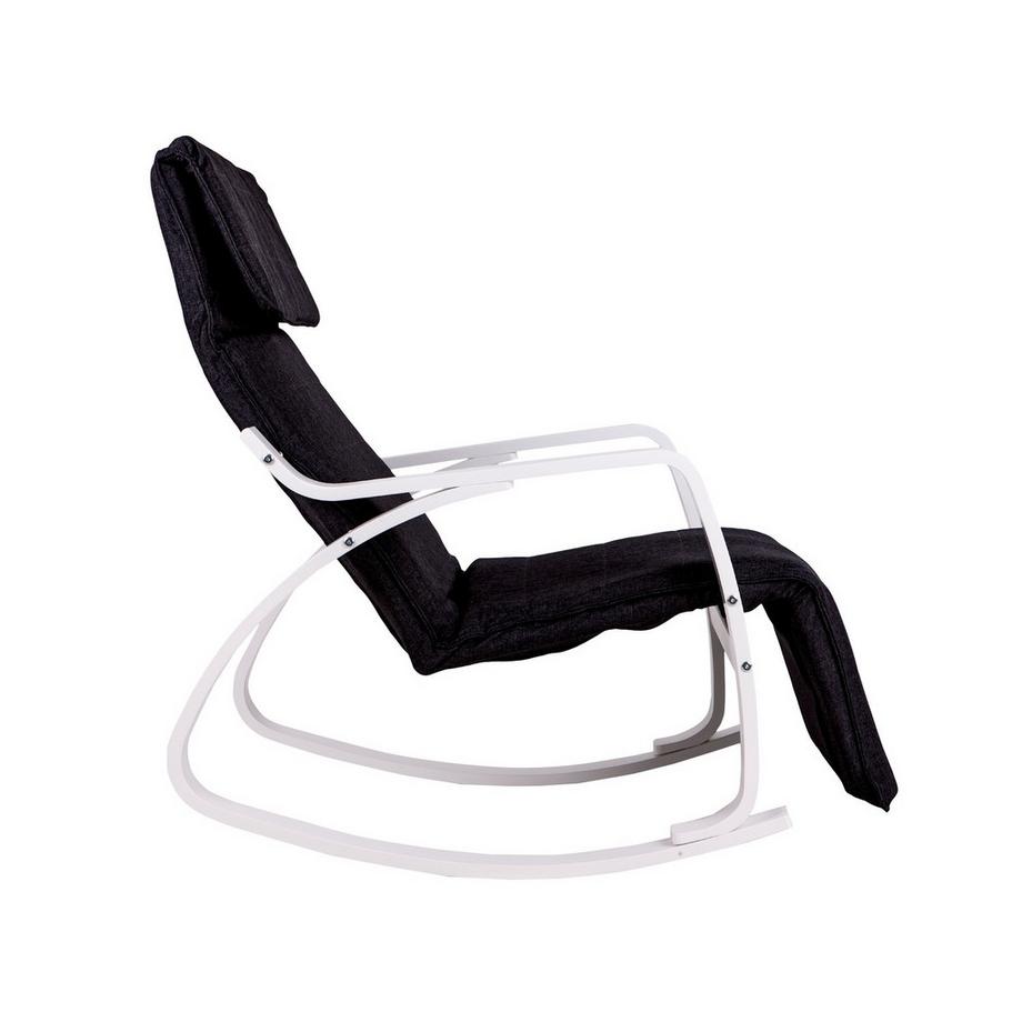 Northio Schaukelstuhl mit verstellbarer Fußstütze in Weiß und Schwarz  