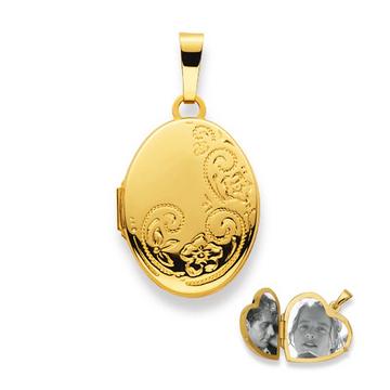 Pendentif médaillon ovale en or jaune 750, 31x17mm