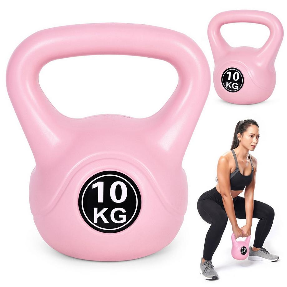 Kettlebell 10 kg pour l'exercice, haltère, balle de musculation, charge de fitness, rose, ModernHome