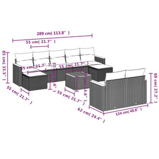 VidaXL Ensemble de canapés de jardin rotin synthétique  