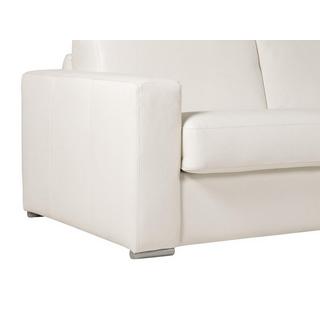 Vente-unique Canapé 3 places convertible express 100% cuir de buffle blanc matelas 18 cm. DELECTEA II  