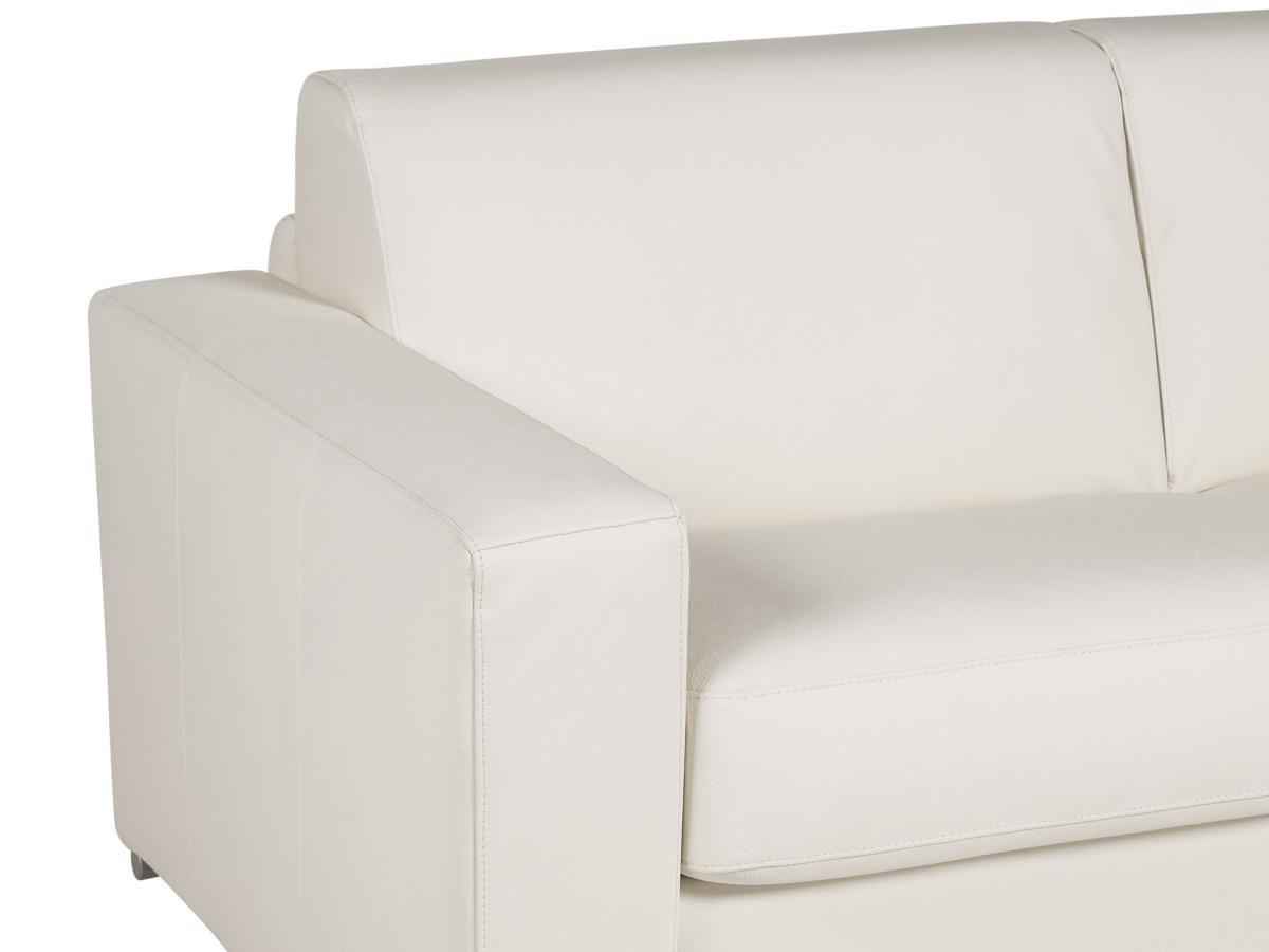 Vente-unique Canapé 3 places convertible express 100% cuir de buffle blanc matelas 18 cm. DELECTEA II  