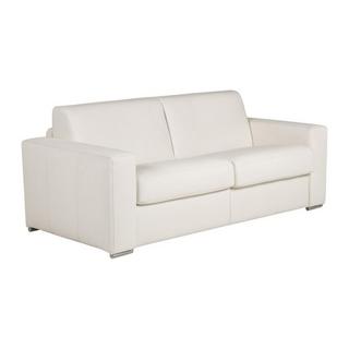 Vente-unique Canapé 3 places convertible express 100% cuir de buffle blanc matelas 18 cm. DELECTEA II  