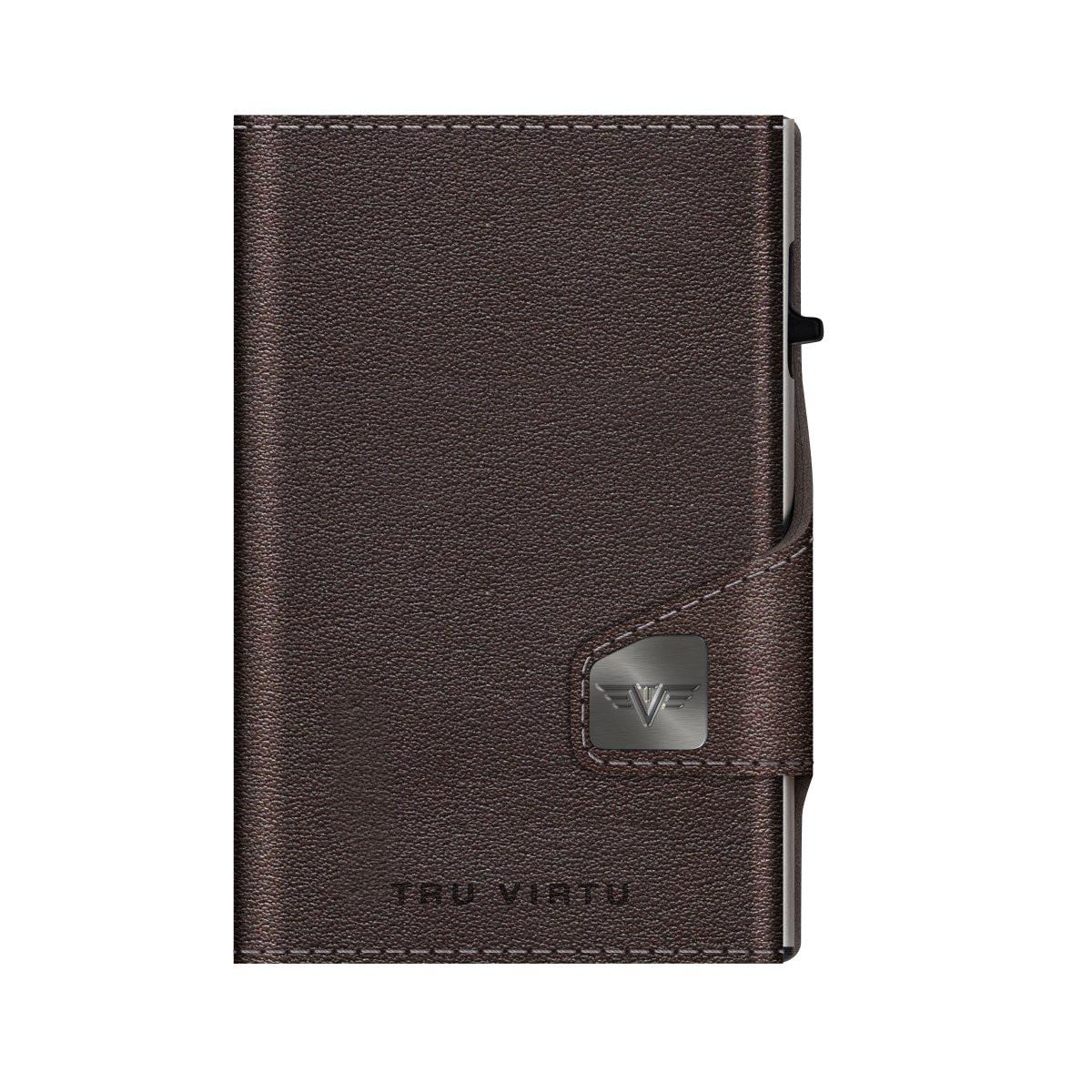 Tru Virtu Click & Slide Coin Pocket Nappa Wallet Braun Silber  