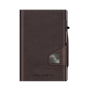 Tru Virtu Click & Slide Coin Pocket Nappa Wallet Braun Silber  