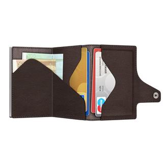 Tru Virtu  Wallet Click & Slide Coin Pocket Nappa Brown/Silver 