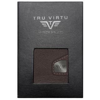 Tru Virtu Click & Slide Coin Pocket Nappa Wallet Braun Silber  