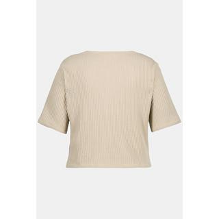 Ulla Popken  T-shirt corta di cotone biologico con scollatura a V e mezze maniche 