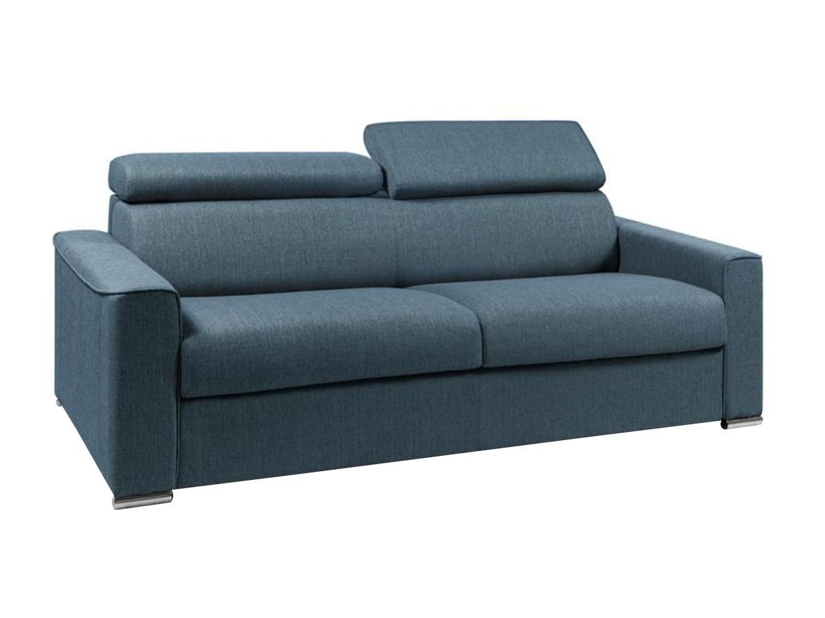 LINEA SOFA Divano letto 4 posti ribalta doghe larghe memory foam - Letto: 160 cm x 18 cm Tessuto Blu - VIZIR  