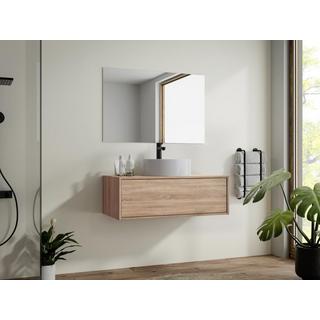 Vente-unique Mobile per bagno sospeso con lavabo singolo tondo 94 cm Naturale chiaro  - TEANA II  