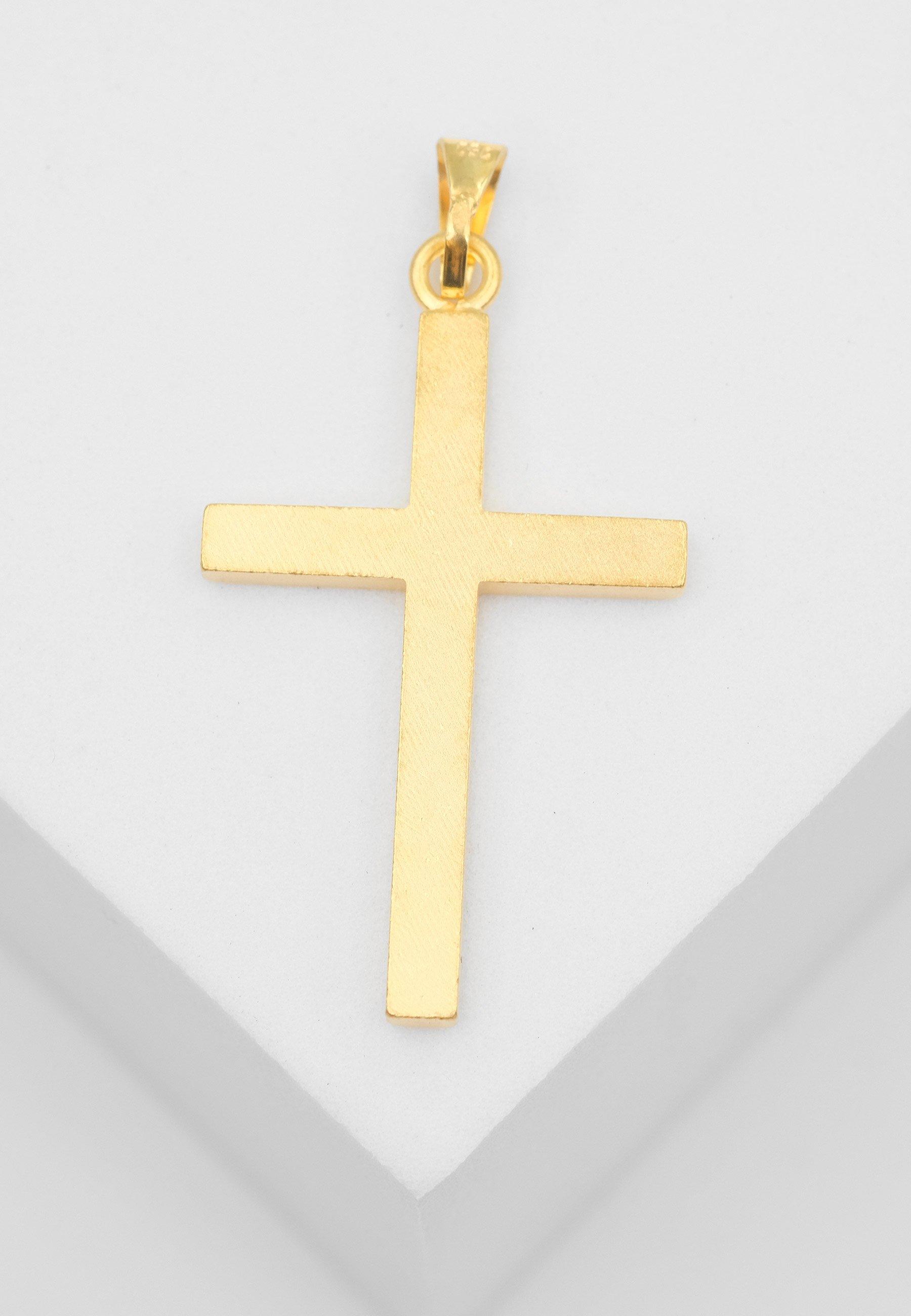 MUAU Schmuck  Pendentif croix en or jaune 750, 34x19mm 