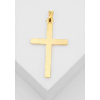 MUAU Schmuck  Anhänger Kreuz Gelbgold 750, 34x19mm 