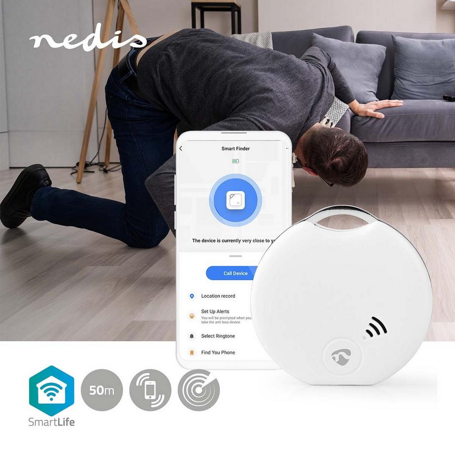 Nedis  SmartLife Key Finder | Batteriebetrieben | 1x CR2032 | Batterien enthalten | Bluetooth® Version: 4.0 | Batterielebensdauer bis zu: 1 Jahr | Weiß | 1 Stk. 