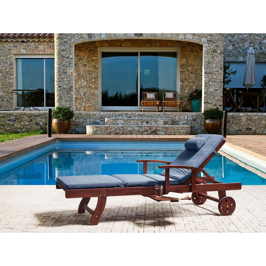 Beliani Lettino Prendisole con Cuscino en Legno d'acacia Retrò TOSCANA PREMIUM  