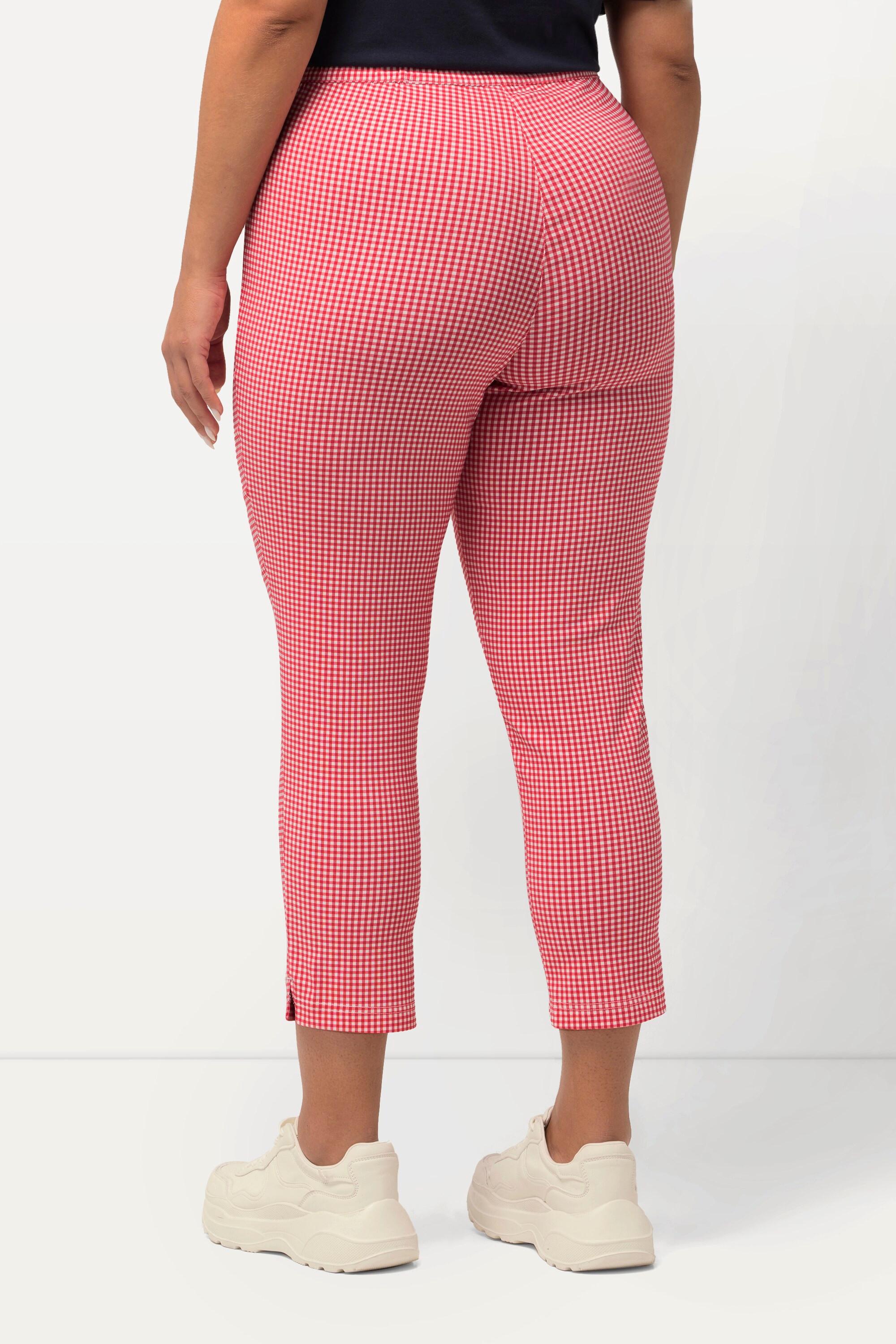 Ulla Popken  Pantaloni a 7/8 modello Sienna molto elasticizzati di bengalina con quadretto vichy 