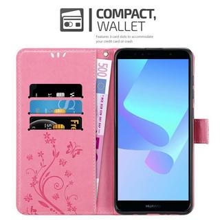 Cadorabo  Hülle für Honor 7A  Huawei Y6 PRIME 2018 Blumen Design Magnetverschluss 