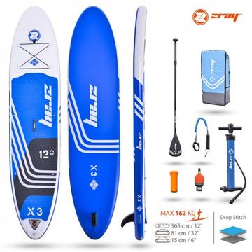 Jilong ZRAY X-Rider X3 12.0 Stand Up Paddle Board 12.0 (blau/weiss, 365cm × 81cm × 15cm, 9.6kg)