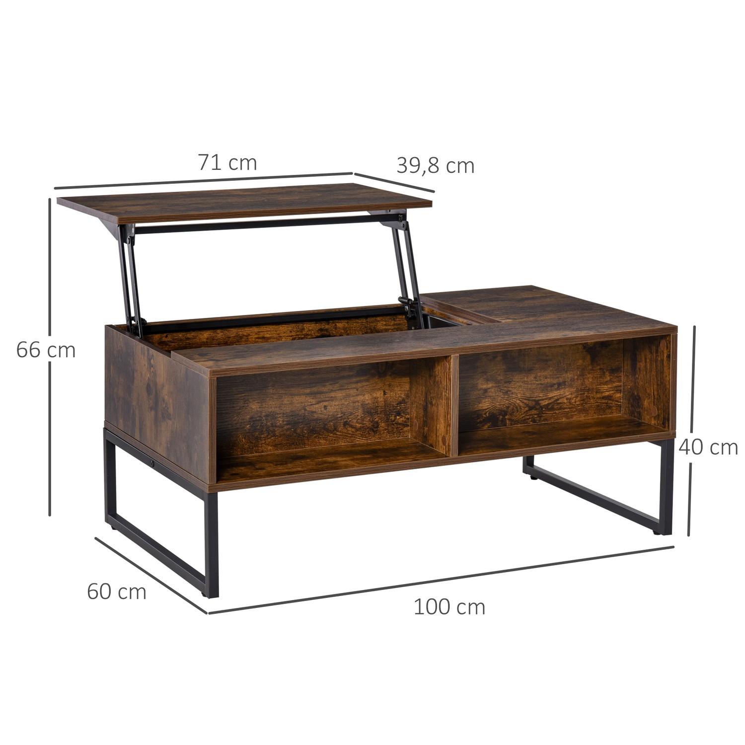 Northio Table Basse, Table De Salon Avec Plateau Réglable En Hauteur, Aggloméré, Marron, 100X60X40Cm  