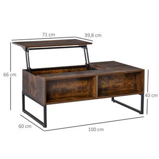 Northio Table Basse, Table De Salon Avec Plateau Réglable En Hauteur, Aggloméré, Marron, 100X60X40Cm  