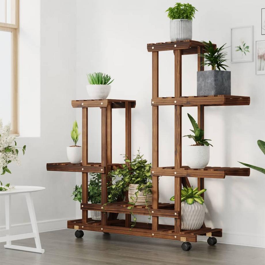 VidaXL Support de fleurs avec roues bois  
