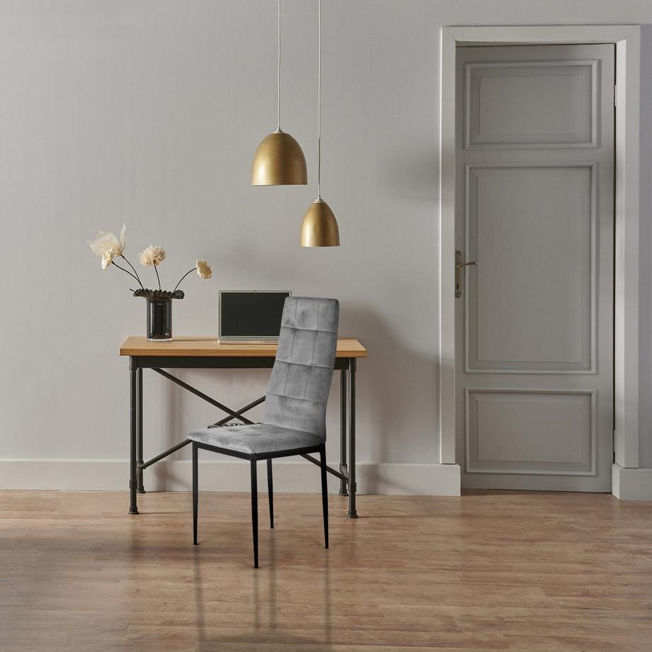 Northio Set di 4 sedie in velluto per sala da pranzo e soggiorno grigio ModernHome  