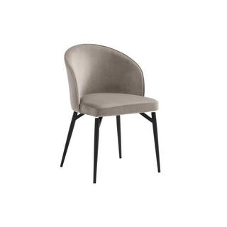 Vente-unique Lot de 6 chaises en velours et métal noir - Beige - GILONA  