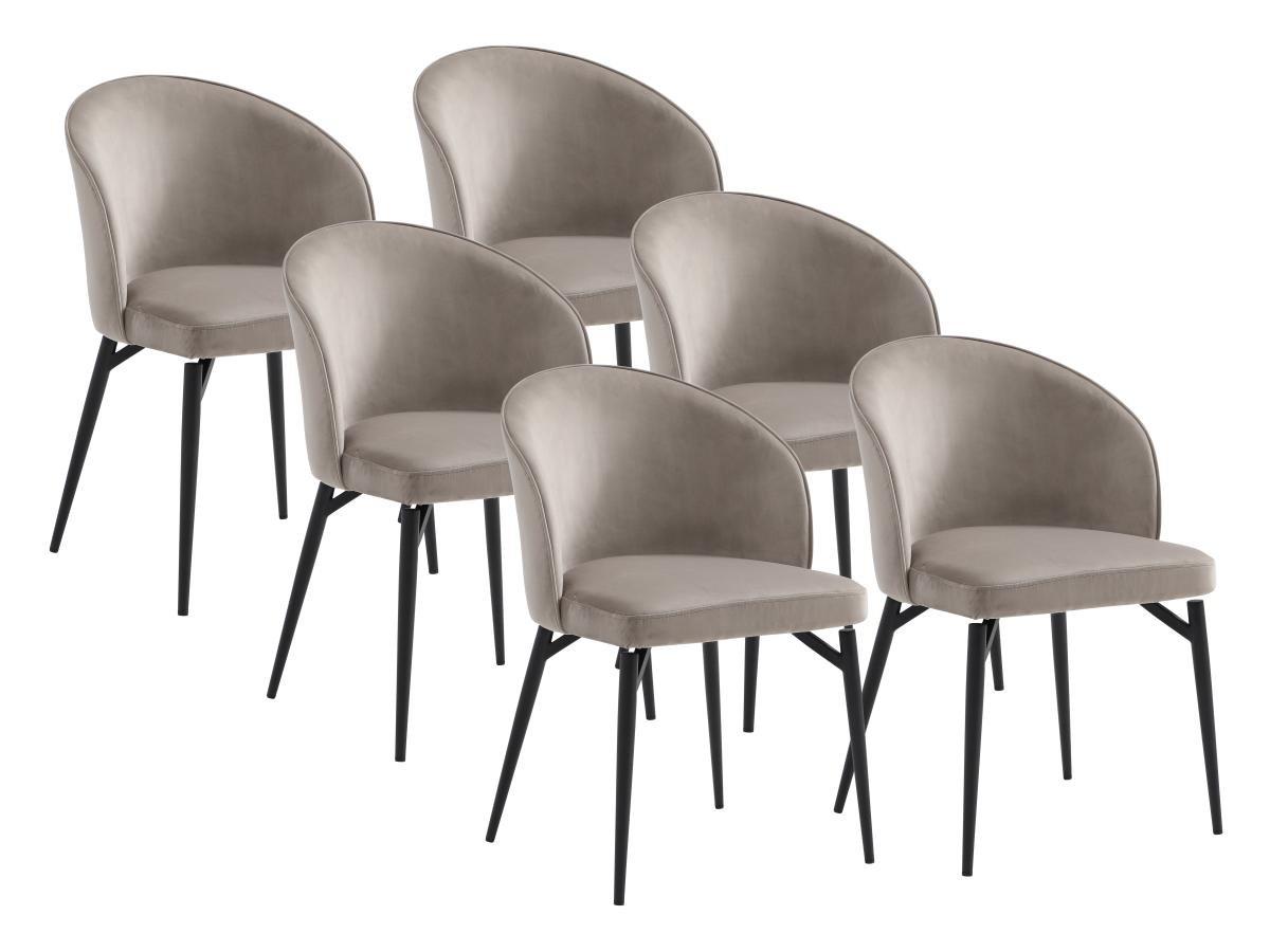 Vente-unique Lot de 6 chaises en velours et métal noir - Beige - GILONA  