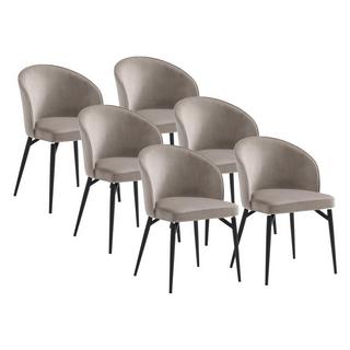 Vente-unique Lot de 6 chaises en velours et métal noir - Beige - GILONA  