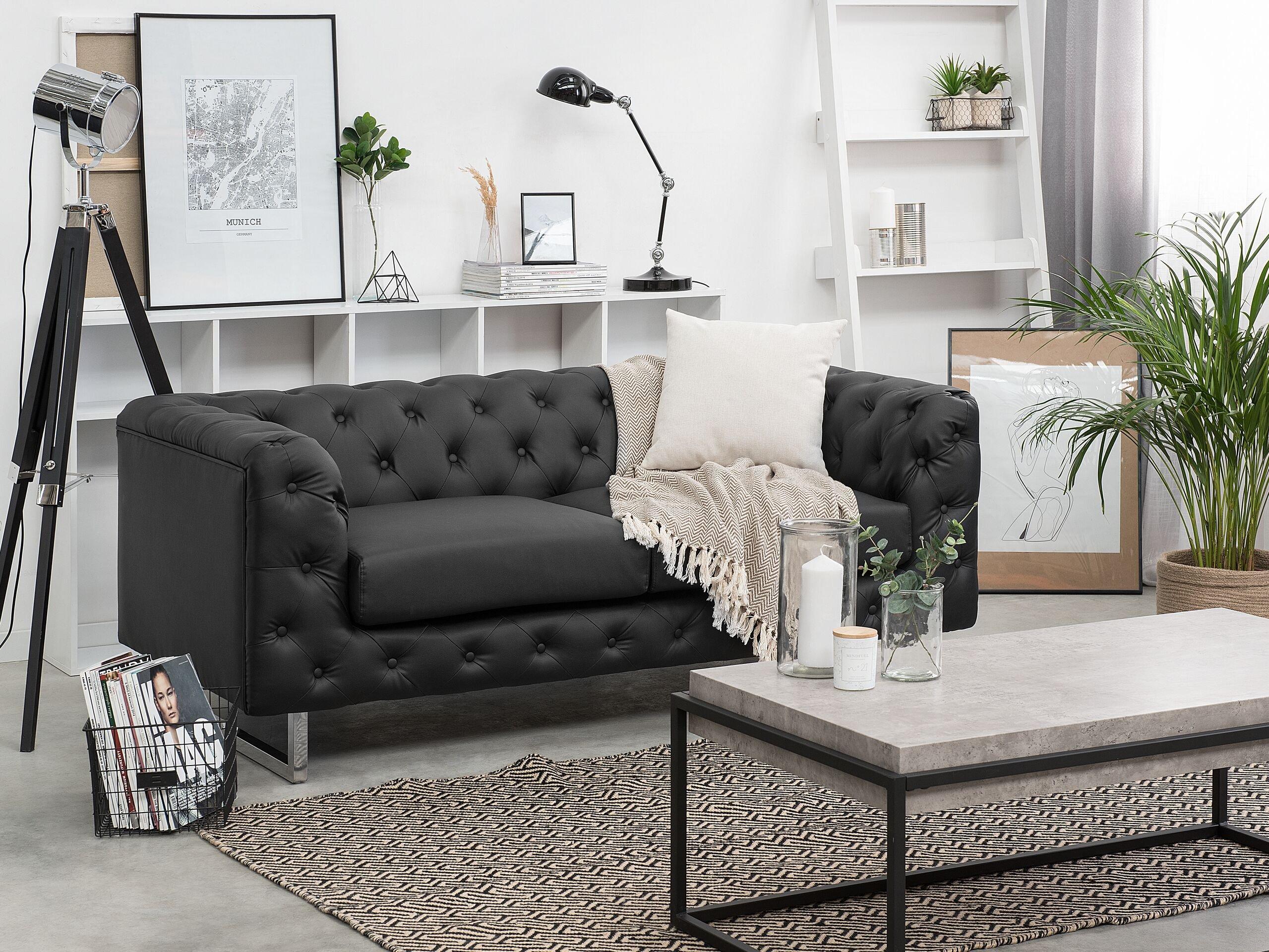 Beliani 2 Sitzer Sofa aus Kunstleder Glamourös VISSLAND  