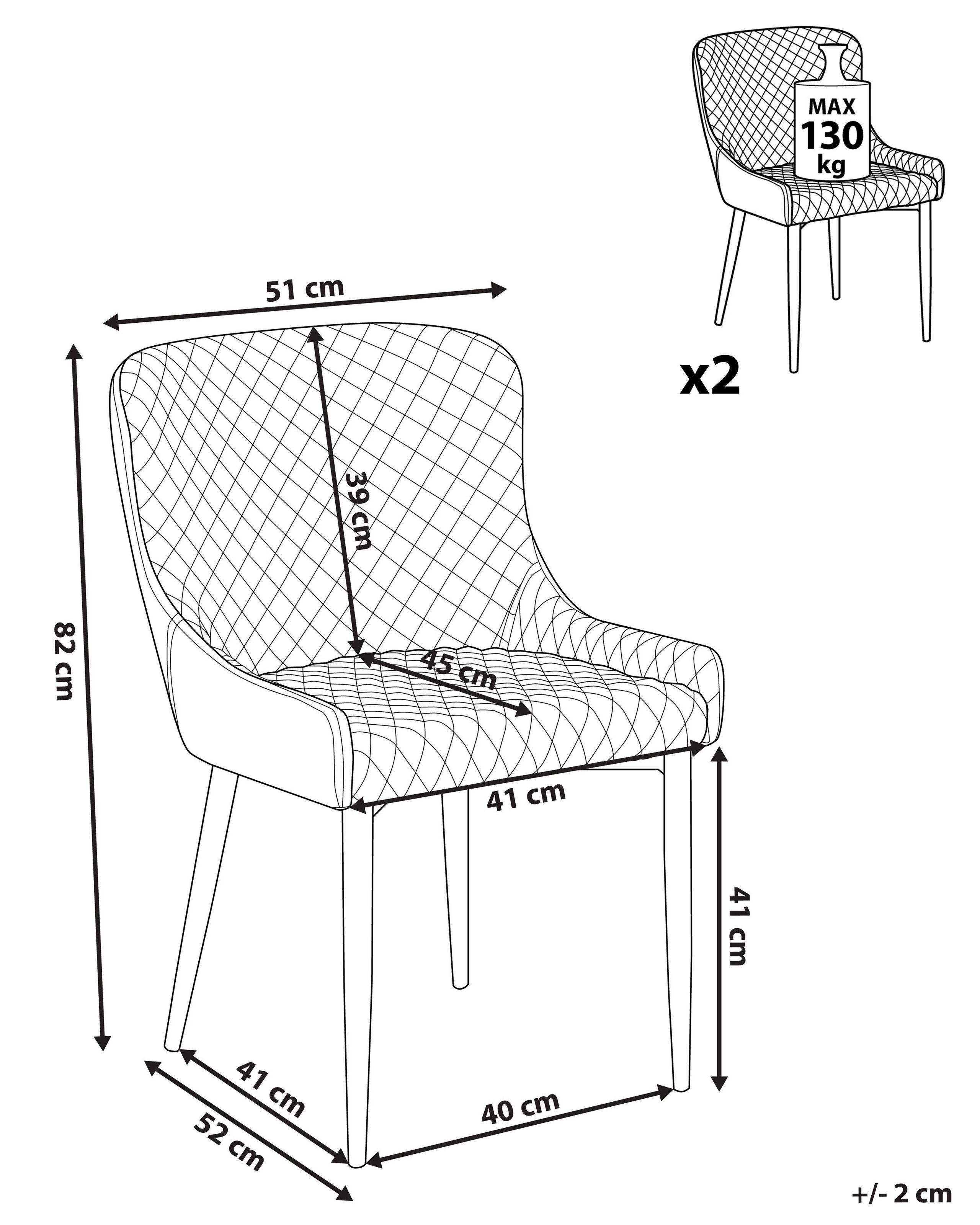 Beliani Lot de 2 chaises en Polyester Glamour SOLANO  