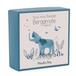 Moulin Roty  Sous mon Baobab, Kuscheltuch Elefant mit Nuggihalterung und Silikonring 