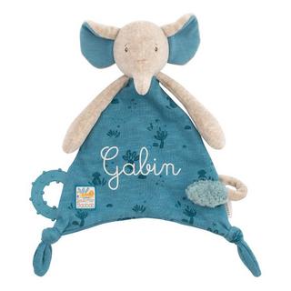 Moulin Roty  Sous mon Baobab, Kuscheltuch Elefant mit Nuggihalterung und Silikonring 