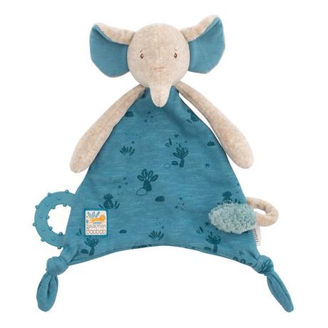 Moulin Roty  Sous mon Baobab, Kuscheltuch Elefant mit Nuggihalterung und Silikonring 