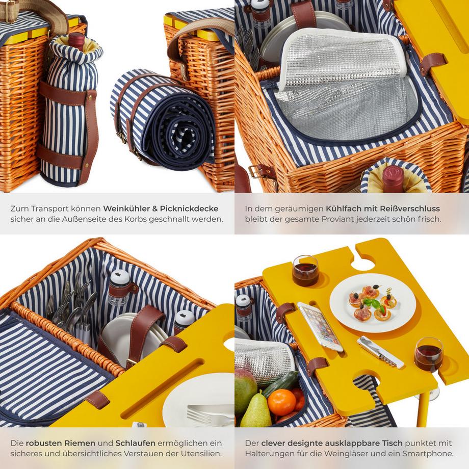Tectake  Cestino da picnic Rügen Per 4 persone, con coperta da picnic 