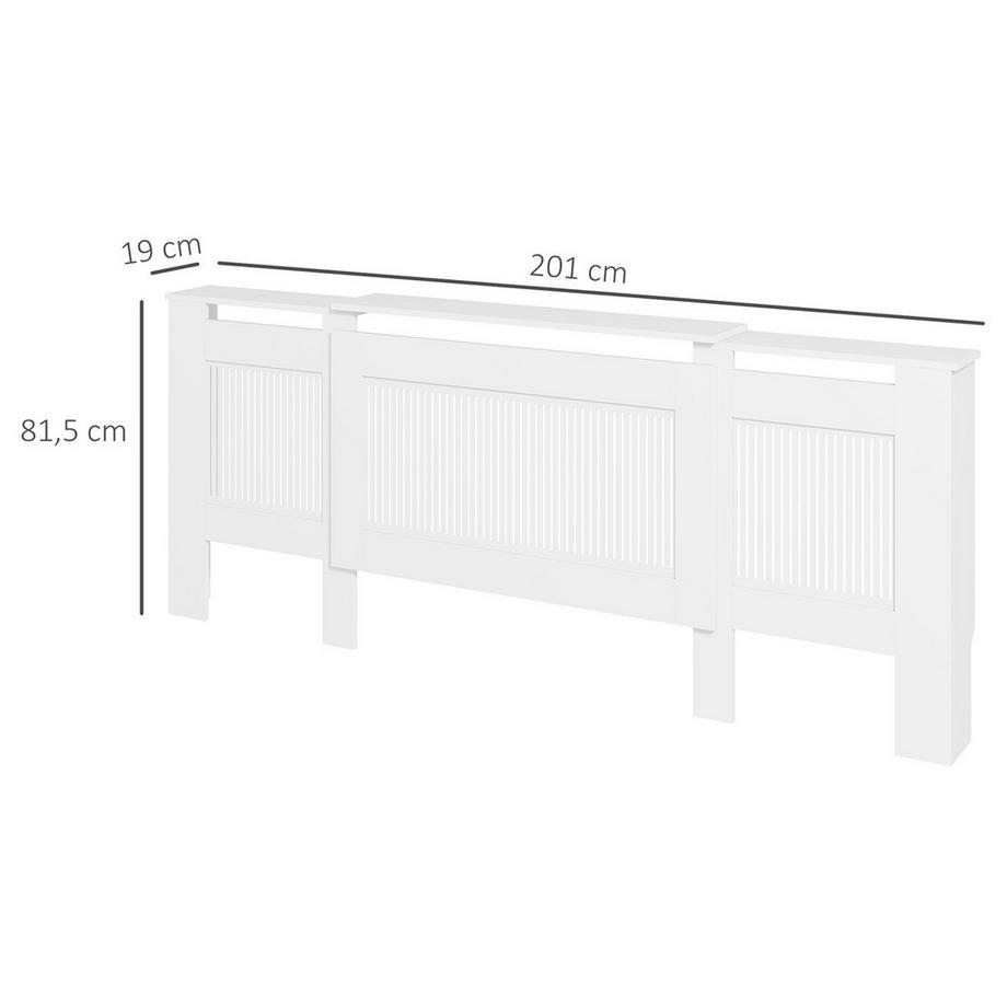 Northio  Heizkörperverkleidung ausziehbar Heizkörperabdeckung mit Ablage, Lamellen, Heizungsabdeckung Heizungsverkleidung Heizkörper Abdeckung 125-201 x 19 x 81,5 cm Weiß 