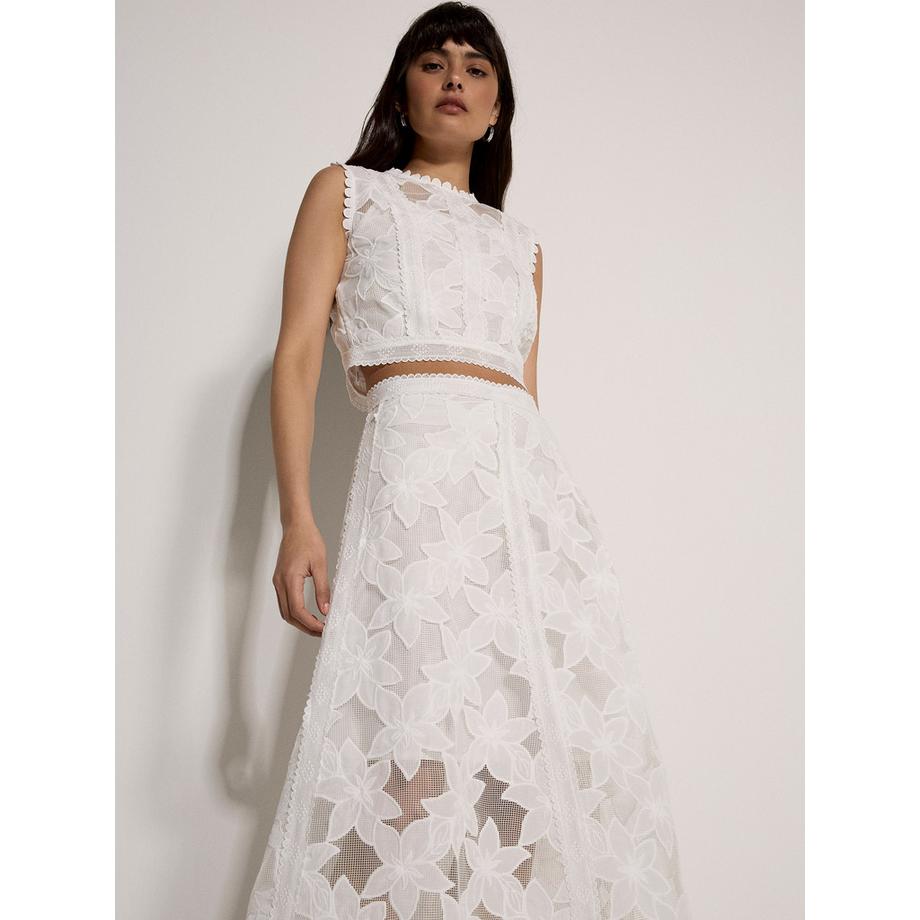 APRICOT Jupe Midi en Dentelle Florale Mesh  