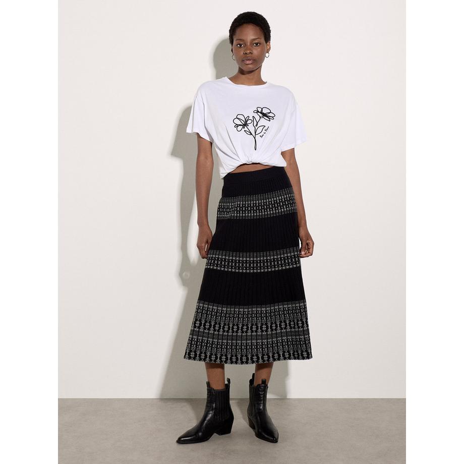 Jupe midi à motifs bohèmes