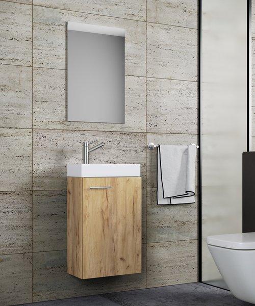 VCM 3-tlg Badmöbel Set Gäste WC Gästebad Waschplatz Waschtisch klein schmal Slito SP  