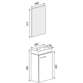 VCM 3-pièces ensemble de meubles de salle de bain WC invités salle de bains lavabo petit étroit Slito SP  