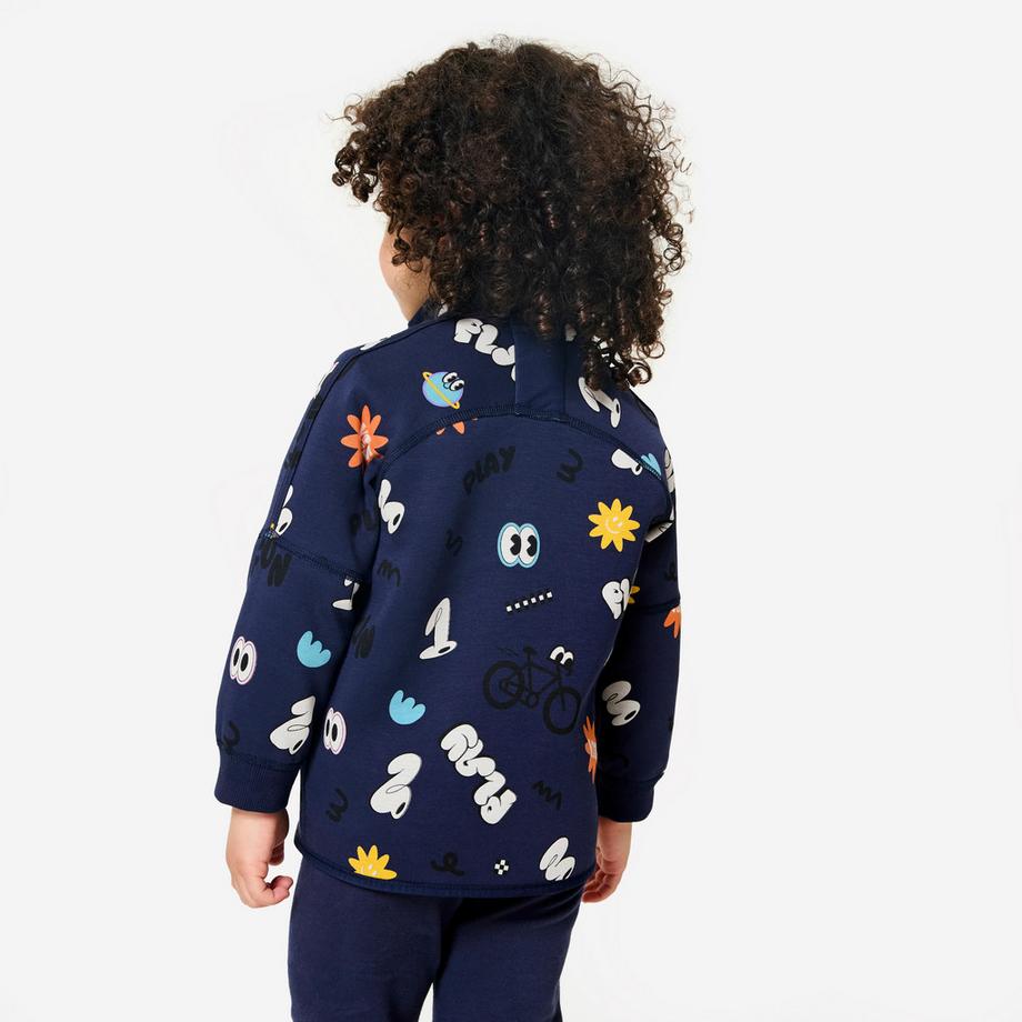DOMYOS  Veste zippée réversible enfant mixte, bleu marine 