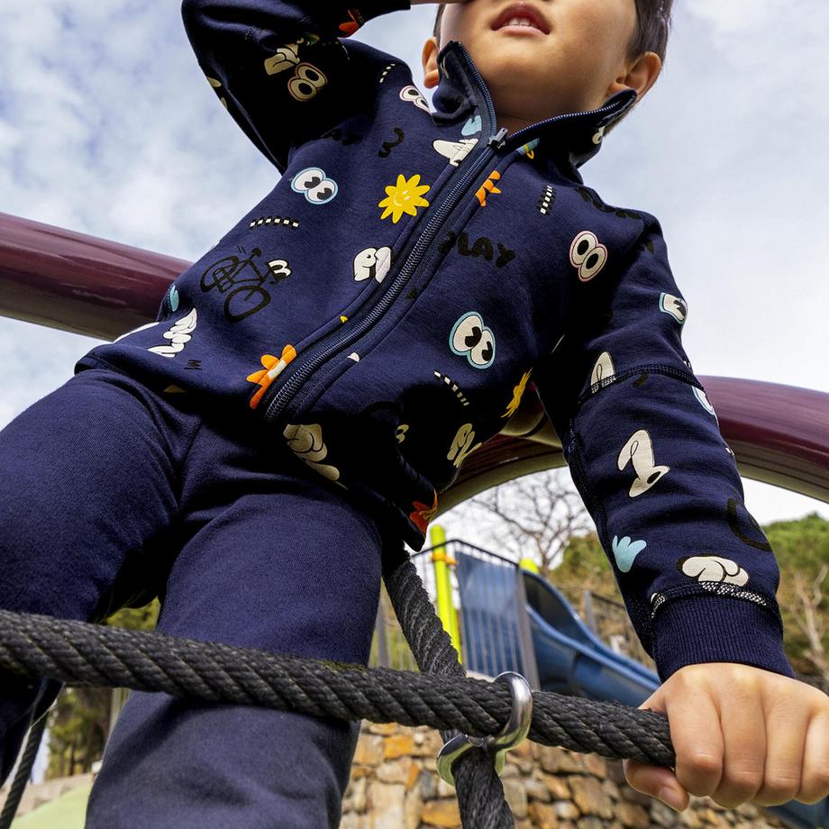 DOMYOS  Veste zippée réversible enfant mixte, bleu marine 