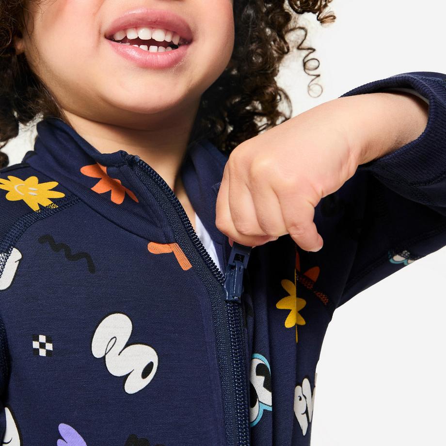 DOMYOS  Veste zippée réversible enfant mixte, bleu marine 