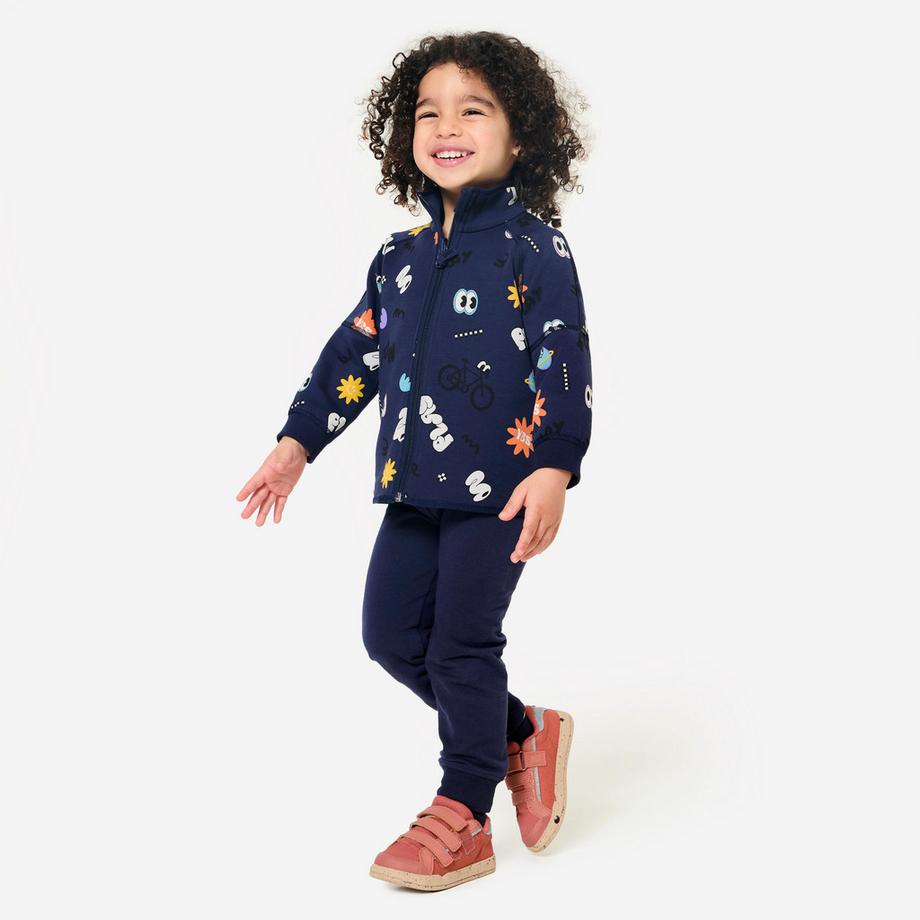 DOMYOS  Veste zippée réversible enfant mixte, bleu marine 