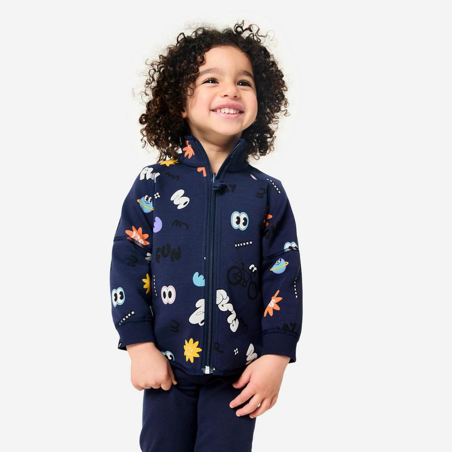 Veste zippée réversible enfant mixte, bleu marine